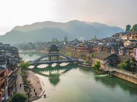 Scenery view in the morning of fenghuang old town .phoenix ancient town or Fenghuang County is a county of Hunan Province, China photo