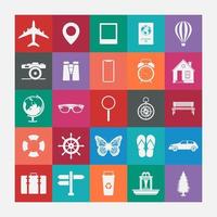 Travel vacation icon and sign collection vector