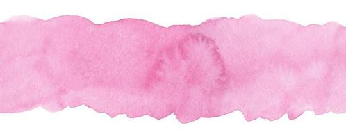 Watercolor pink background isolated with space for text. Aquarelle coral spot on white backdrop. Stains on paper. photo