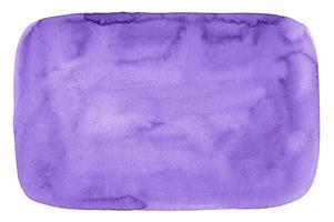 Watercolor purple background with white frame and copy-space. Isolated violet backdrop, stains on paper. photo