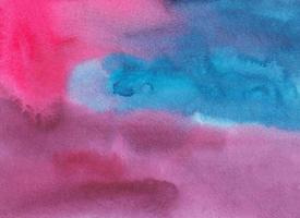 Watercolor deep pink and blue background. backdrop. Abstract liquid crimson and turquoise backdrop. Stains on paper. photo
