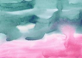 Watercolor green and pink background. Liquid emerald and fuchsia backdrop, hand painted. Stains on paper. photo