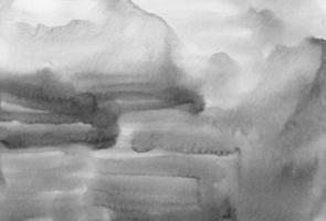 Watercolor black and white liquid background. Monochrome stains on paper. photo