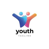 Abstract Youth Human Partner Logo Design Symbol Icon vector