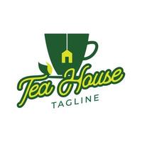 plantilla de diseño de logotipo de casa de té verde vector