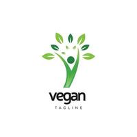 Simple Green Vegan Logo Design Template vector