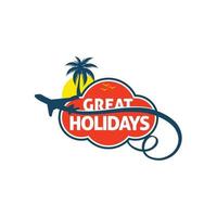 Great Holidays Travel Trips Logo Symbol vector