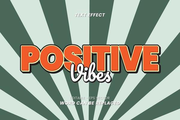 Text Effects - Positive Vibes Words with Retro Theme Backgrounds, Text can be replaced and for the use of effects in the Graphic Styles settings.