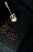 vanilla ice cream with coffee beans photo