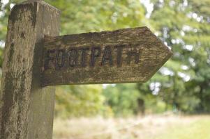 Wooden Footpath Sign in the Countryside photo