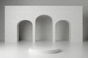White round podium with arc shadows background 3d render. photo