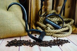 Coffee and spices from all over the world arrived daily in the port of Hamburg, which were then loaded with these old stowing tools photo