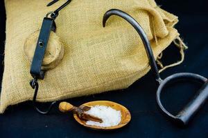 Coffee and spices from all over the world arrived daily in the port of Hamburg, which were then loaded with these old stowing tools photo