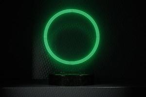 3d render background podium and neon green light circle. photo