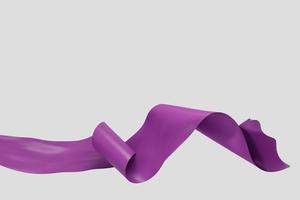 Swirling purple fabric ribbon on white background 3d render. photo