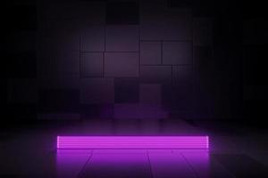 3d rendered podium and neon purple light in sci fi style. photo