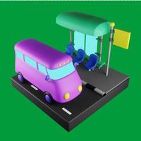 3D Isometric Diorama Bus Stop photo