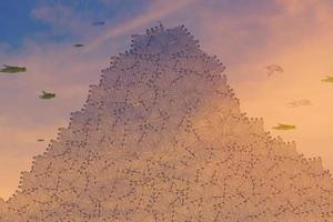 pile of plastic bottle garbage mountain with plastic bag in the sky environment pollution concept photo