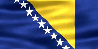 bandera de bosnia y herzegovina - bandera de tela ondeante realista foto