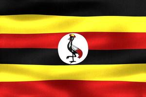 Ilustración 3d de una bandera de uganda - bandera de tela ondeante realista foto