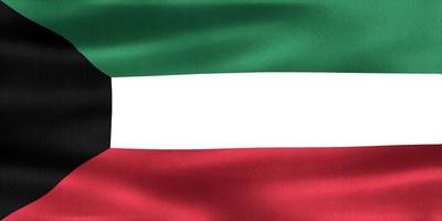 Ilustración 3d de una bandera de kuwait - bandera de tela ondeante realista foto