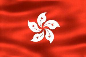 Hong Kong flag - realistic waving fabric flag photo