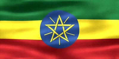 bandera de etiopía - bandera de tela ondeante realista foto