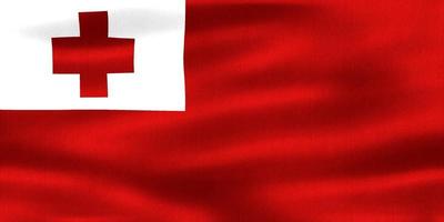 3D-Illustration of a Tonga flag - realistic waving fabric flag photo