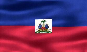 Ilustración 3d de una bandera de haití - bandera de tela ondeante realista foto