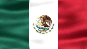 Ilustración 3d de una bandera de México - bandera de tela ondeante realista foto
