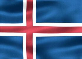 Ilustración 3d de una bandera de islandia - bandera de tela ondeante realista foto