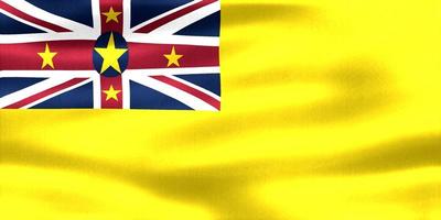 Ilustración 3d de una bandera niue - bandera de tela ondeante realista foto