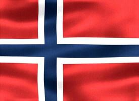 Ilustración 3d de una bandera de noruega - bandera de tela ondeante realista foto