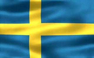 3D-Illustration of a Sweden flag - realistic waving fabric flag photo