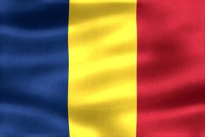 3D-Illustration of a Romania flag - realistic waving fabric flag photo