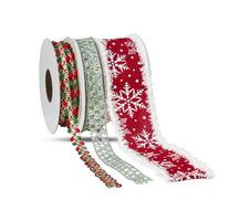 ribbons christmas gift wrapping isolated on white background with clipping path photo