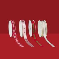 ribbons christmas gift wrapping isolated on red background with clipping path photo