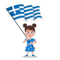 Girl with the flag of Greece vector