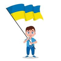 Child with the flag of Ukraine vector