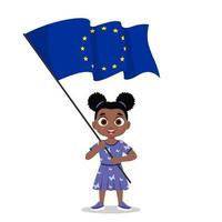 chica con la bandera de la union europea vector