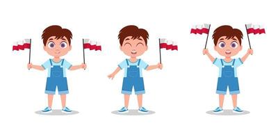 A child with the flag of Poland in his hand. Boy with a flag vector