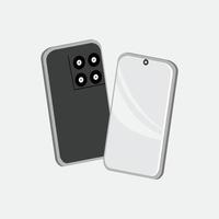 3d mobile phone with gray front and back vector