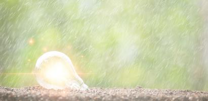 concepto de protección del medio ambiente energía alternativa fuentes de energía renovables sostenibles innovación de energía verde y tecnología energética respetuosa con el medio ambiente, bombilla en el fondo de la naturaleza foto