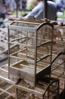la jaula de pájaros está hecha de bambú foto