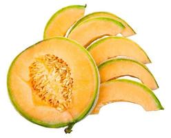 slices of ripe sicilian cantaloupe melon isolated photo