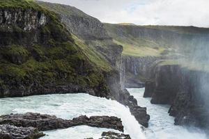 view of Gullfoss waterfall in autumn day photo