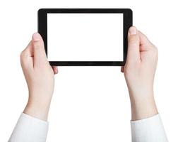 businessman hands holding touchpad photo