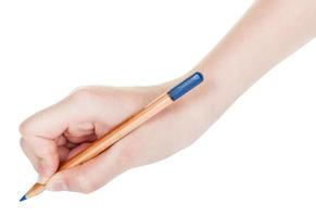 hand paints by wood blue pencil isolated photo