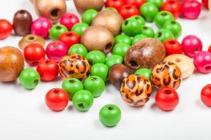 many painted wooden round beads photo