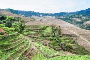 terraced hilsl near Dazhai village in country photo